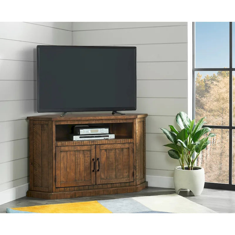 Le meuble TV d'angle rustique de 50 pouces en bois massif