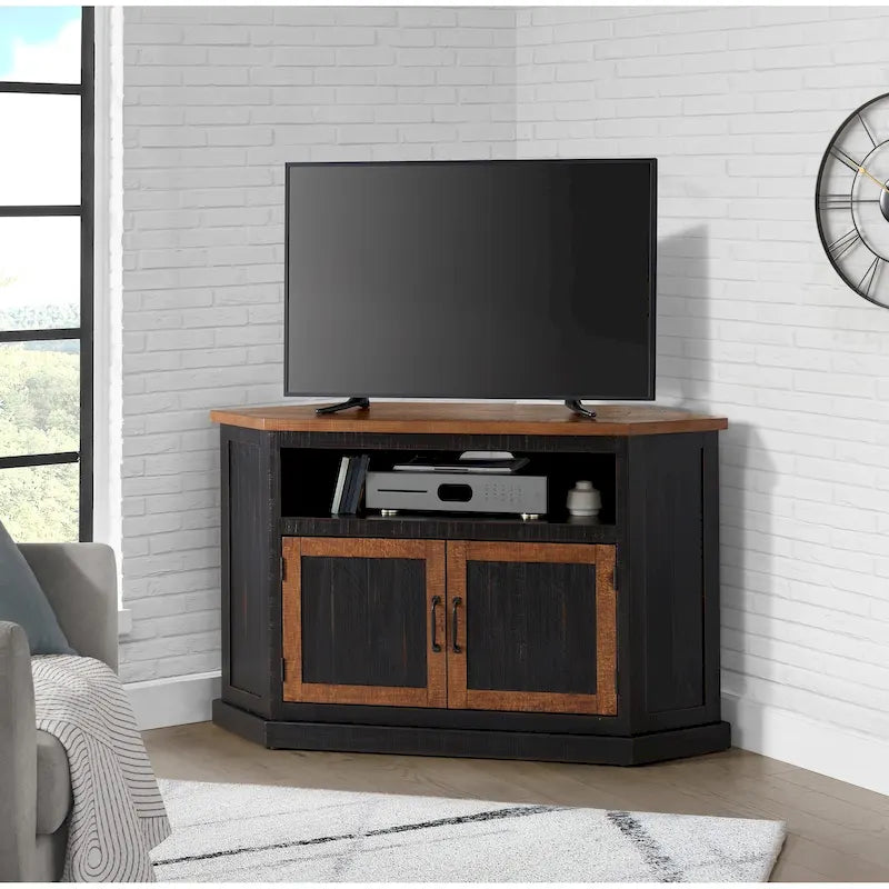 Le meuble TV d'angle rustique de 50 pouces en bois massif