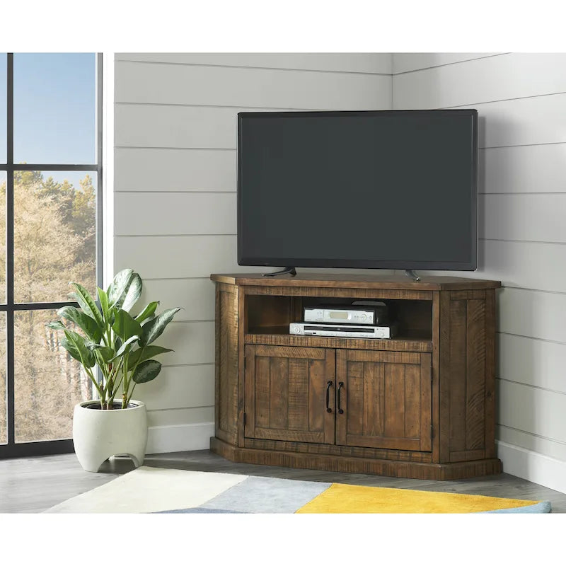 Le meuble TV d'angle rustique de 50 pouces en bois massif