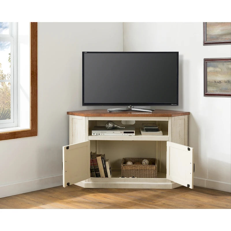 Le meuble TV d'angle rustique de 50 pouces en bois massif