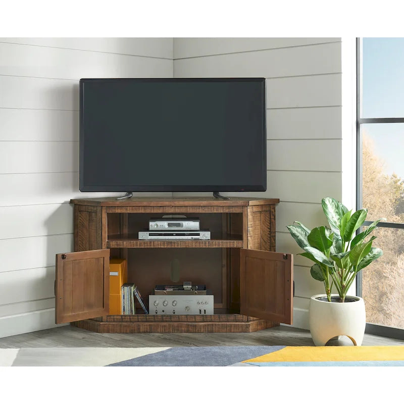 Le meuble TV d'angle rustique de 50 pouces en bois massif
