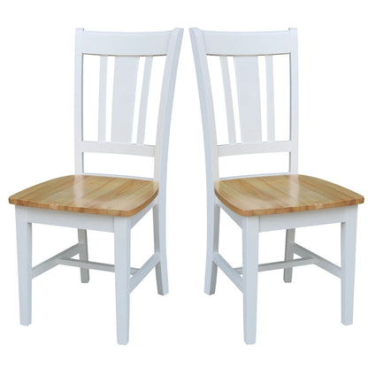 Chaises à dossier en bois massif, deux chaises par lot