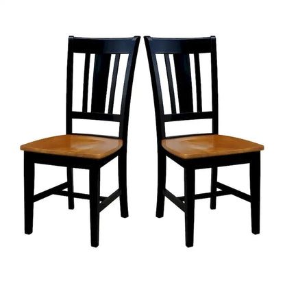 Chaises à dossier en bois massif, deux chaises par lot