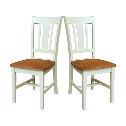 Chaises à dossier en bois massif, deux chaises par lot