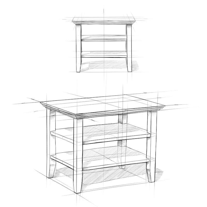Table d'appoint étroite de style transitionnel en bois massif de 14 pouces de large - 14 pouces de large