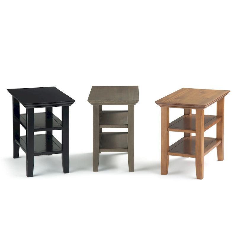 Table d'appoint étroite de style transitionnel en bois massif de 14 pouces de large - 14 pouces de large