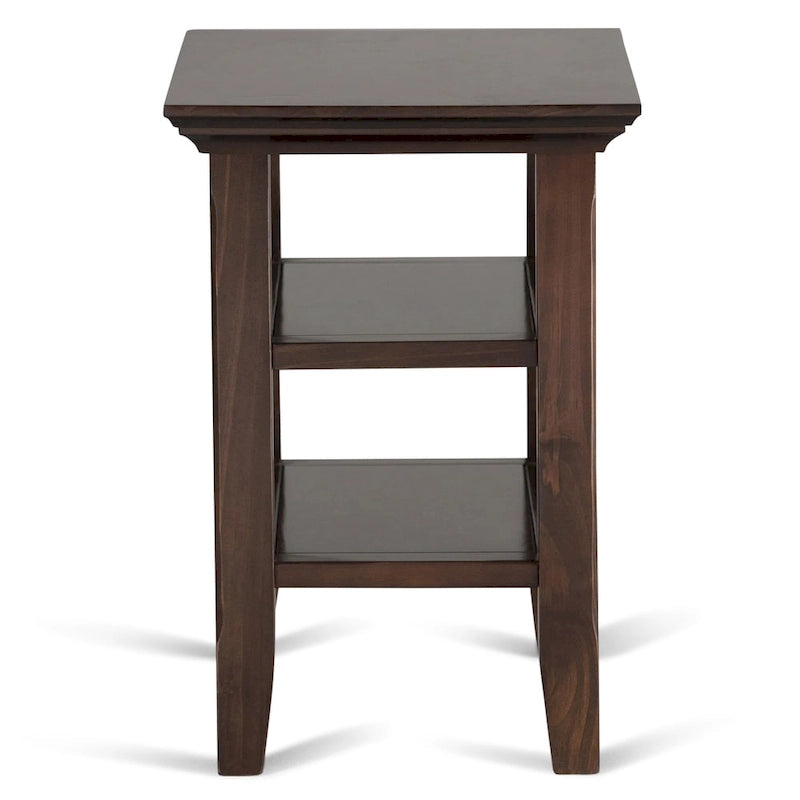 Table d'appoint étroite de style transitionnel en bois massif de 14 pouces de large - 14 pouces de large