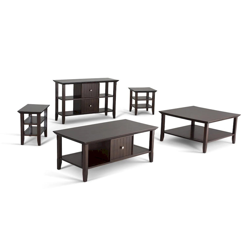 Table d'appoint étroite de style transitionnel en bois massif de 14 pouces de large - 14 pouces de large