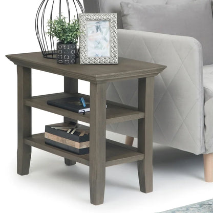 Table d'appoint étroite de style transitionnel en bois massif de 14 pouces de large - 14 pouces de large