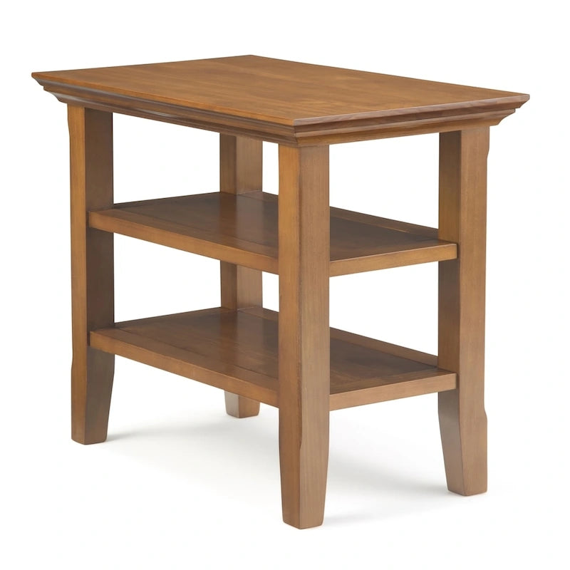 Table d'appoint étroite de style transitionnel en bois massif de 14 pouces de large - 14 pouces de large