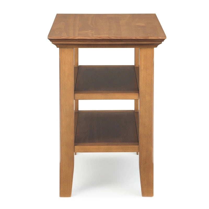 Table d'appoint étroite de style transitionnel en bois massif de 14 pouces de large - 14 pouces de large