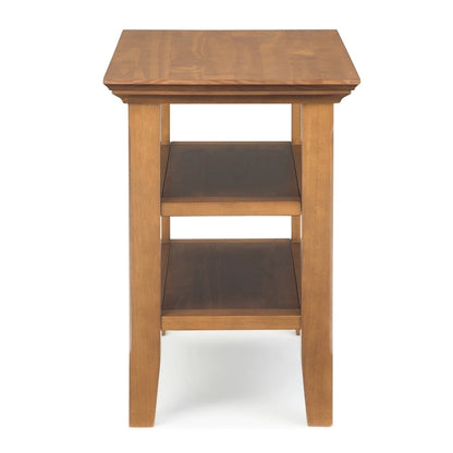 Table d'appoint étroite de style transitionnel en bois massif de 14 pouces de large - 14 pouces de large