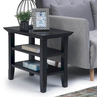 Table d'appoint étroite de style transitionnel en bois massif de 14 pouces de large - 14 pouces de large