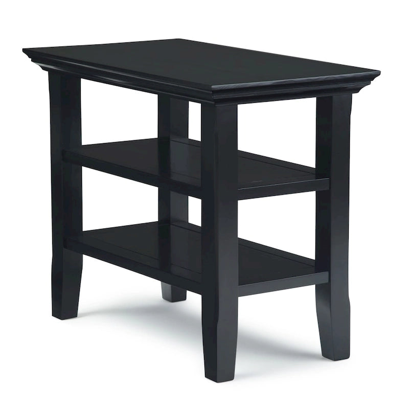 Table d'appoint étroite de style transitionnel en bois massif de 14 pouces de large - 14 pouces de large