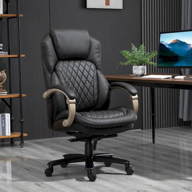 Chaise de Bureau Robuste, Capacité 150 kg, Maille et Similicuir, Ergonomique à Bascule, Hauteur Réglable avec Roulettes