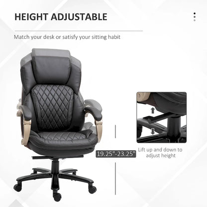 Chaise de Bureau Robuste, Capacité 150 kg, Maille et Similicuir, Ergonomique à Bascule, Hauteur Réglable avec Roulettes
