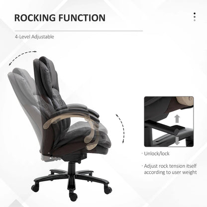 Chaise de Bureau Robuste, Capacité 150 kg, Maille et Similicuir, Ergonomique à Bascule, Hauteur Réglable avec Roulettes