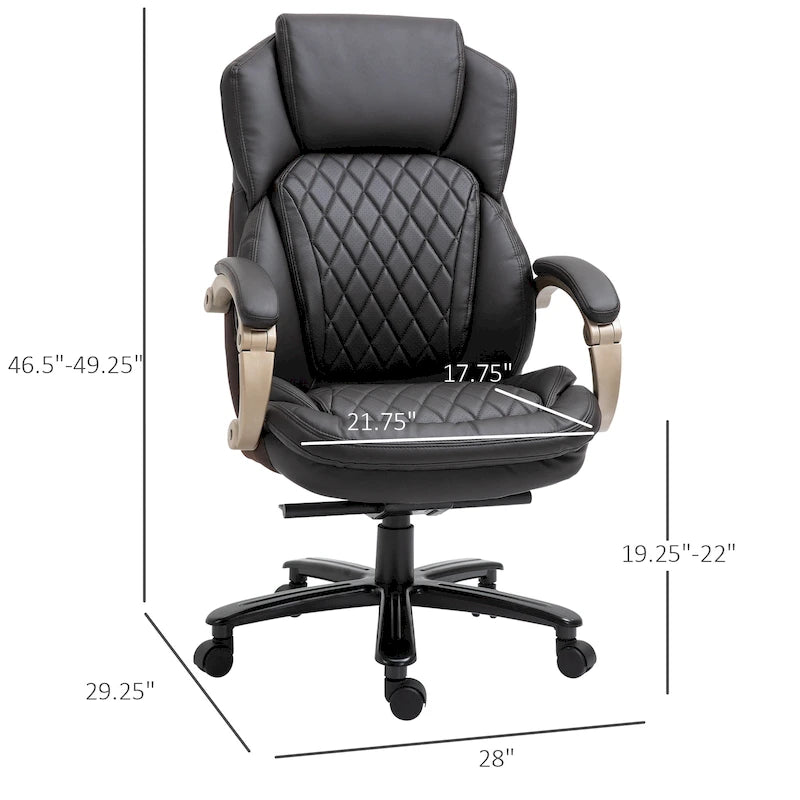 Chaise de Bureau Robuste, Capacité 150 kg, Maille et Similicuir, Ergonomique à Bascule, Hauteur Réglable avec Roulettes