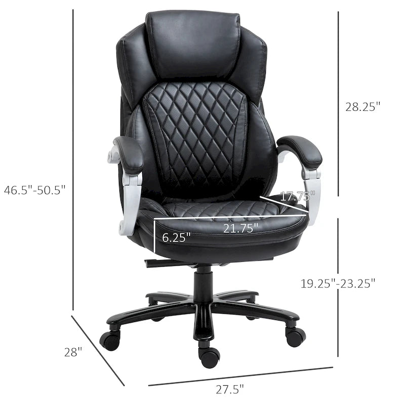 Chaise de Bureau Robuste, Capacité 150 kg, Maille et Similicuir, Ergonomique à Bascule, Hauteur Réglable avec Roulettes