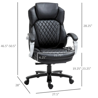 Chaise de Bureau Robuste, Capacité 150 kg, Maille et Similicuir, Ergonomique à Bascule, Hauteur Réglable avec Roulettes