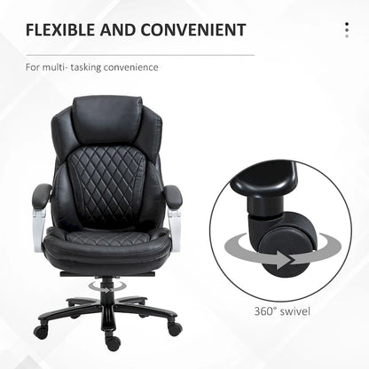 Chaise de Bureau Robuste, Capacité 150 kg, Maille et Similicuir, Ergonomique à Bascule, Hauteur Réglable avec Roulettes