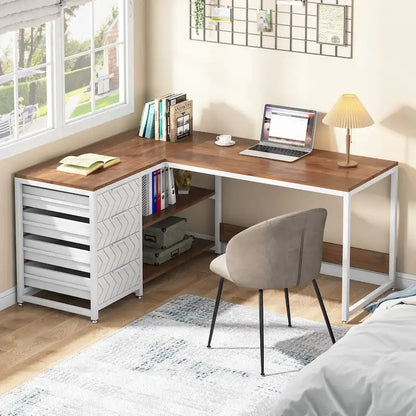 Bureau d'angle en L réversible, table d'écriture, poste de travail robuste