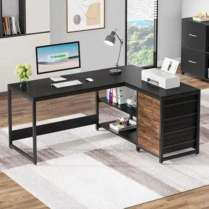 Bureau d'angle en L réversible, table d'écriture, poste de travail robuste