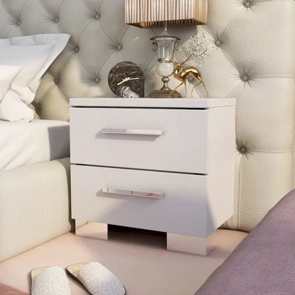 Rema Contemporary White Wood 2-Drawer Nightstand by Furniture of America