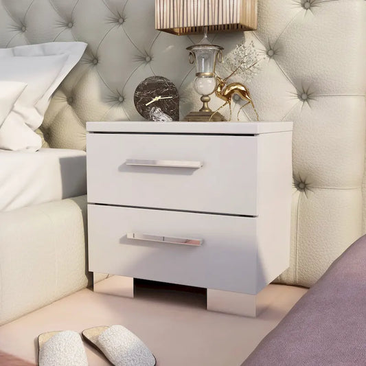 Rema Contemporary White Wood 2-Drawer Nightstand by Furniture of America