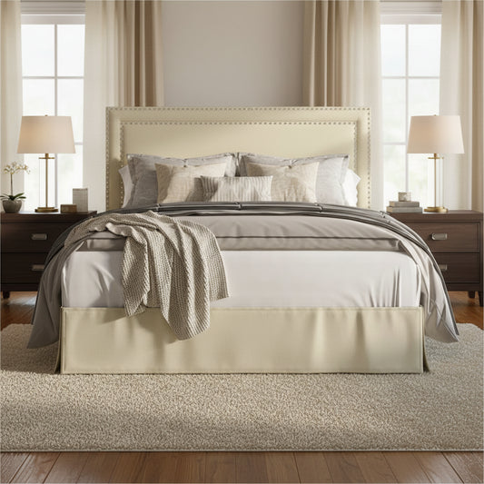 Nailhead Upholstered Panel Bed – Grey/Black/Beige/Denim Blue, Twin to King