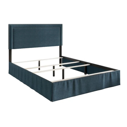 Lit capitonné clouté – Gris/Noir/Beige/Bleu denim, De une place à très grande taille