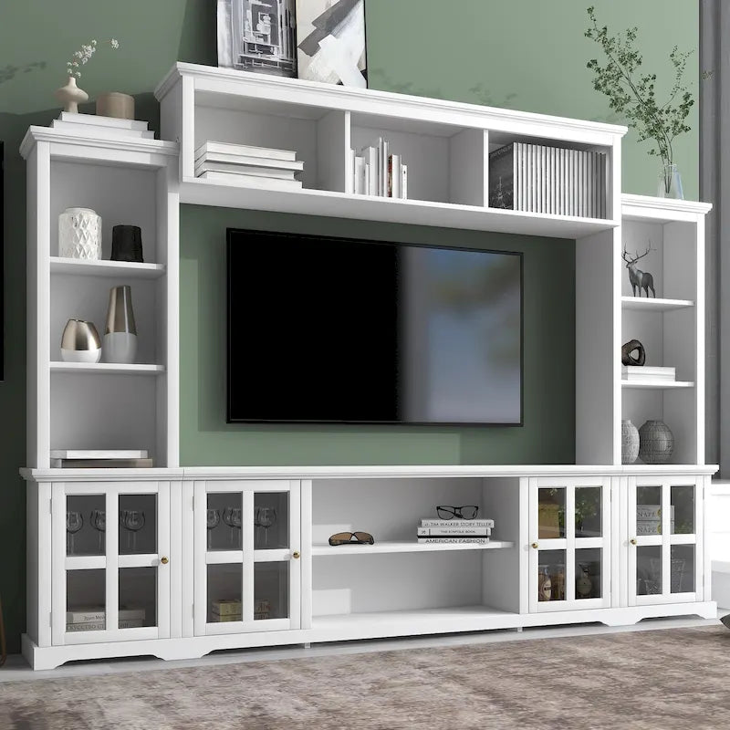Meuble TV avec pont, console TV pour téléviseurs jusqu'à 70", deux éléments latéraux