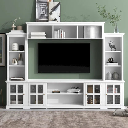 Meuble TV avec pont, console TV pour téléviseurs jusqu'à 70", deux éléments latéraux