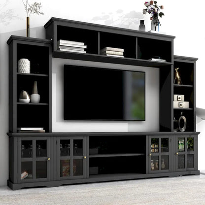 Meuble TV avec pont, console TV pour téléviseurs jusqu'à 70", deux éléments latéraux