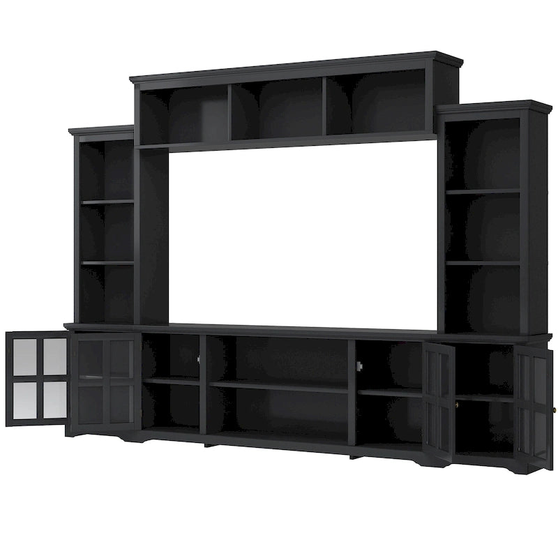 Meuble TV avec pont, console TV pour téléviseurs jusqu'à 70", deux éléments latéraux