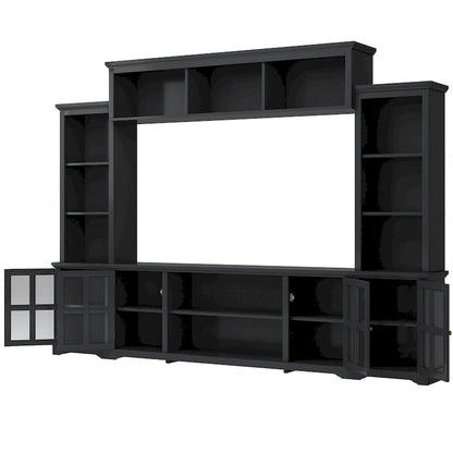 Meuble TV avec pont, console TV pour téléviseurs jusqu'à 70", deux éléments latéraux