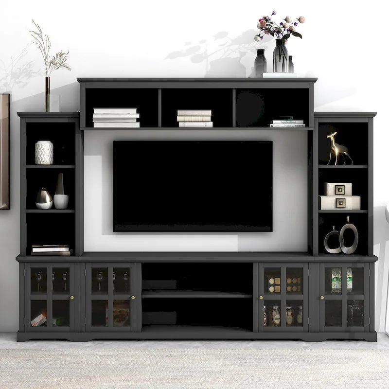Meuble TV avec pont, console TV pour téléviseurs jusqu'à 70", deux éléments latéraux