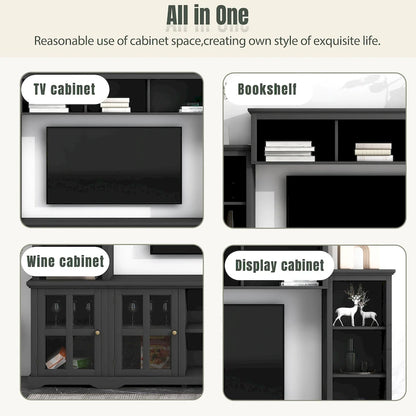 Meuble TV avec pont, console TV pour téléviseurs jusqu'à 70", deux éléments latéraux