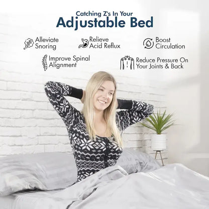 Sommier Réglable avec Double Massage - USB, Lumière Sous le Lit, Gravité Zéro, Contrôle par Application, Inclinaison Tête et Pieds