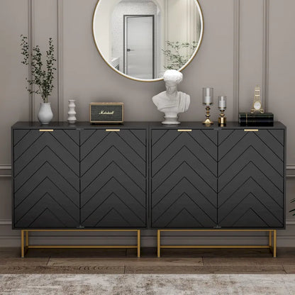 Buffet double avec rangement, meuble de rangement avec étagère réglable pour salon, cuisine