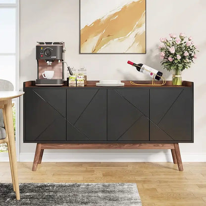 Meuble de rangement buffet de cuisine de 55 pouces avec portes pour bar à café