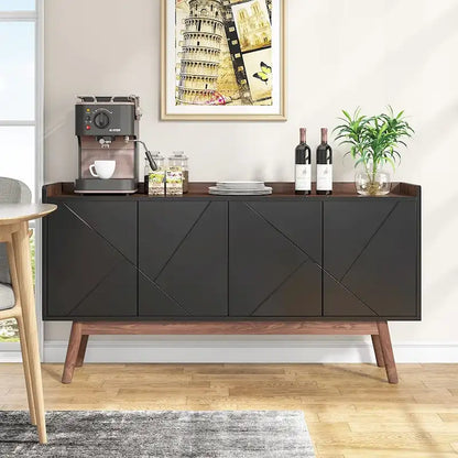 Meuble de rangement buffet de cuisine de 55 pouces avec portes pour bar à café