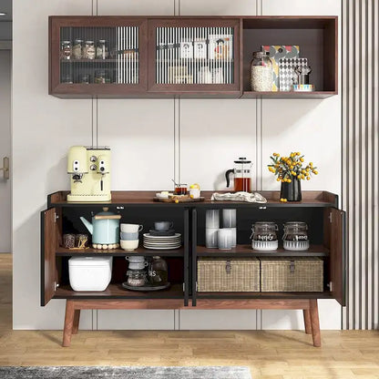 Meuble de rangement buffet de cuisine de 55 pouces avec portes pour bar à café