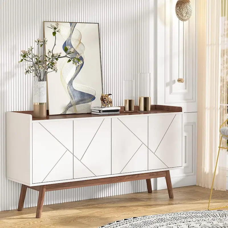 Meuble de rangement buffet de cuisine de 55 pouces avec portes pour bar à café
