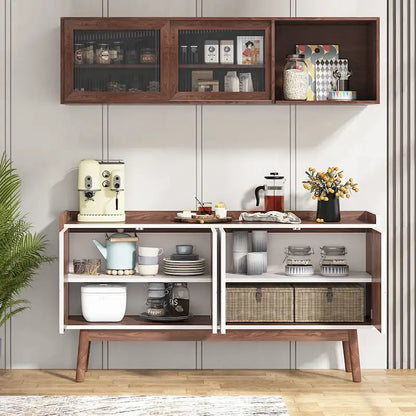 Meuble de rangement buffet de cuisine de 55 pouces avec portes pour bar à café