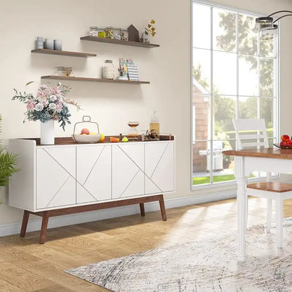Meuble de rangement buffet de cuisine de 55 pouces avec portes pour bar à café