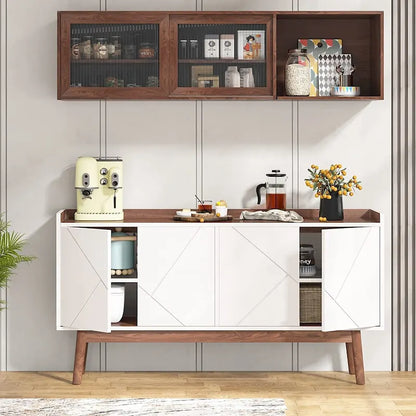 Meuble de rangement buffet de cuisine de 55 pouces avec portes pour bar à café