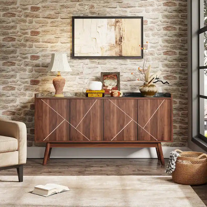 Meuble de rangement buffet de cuisine de 55 pouces avec portes pour bar à café