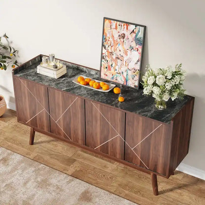 Meuble de rangement buffet de cuisine de 55 pouces avec portes pour bar à café