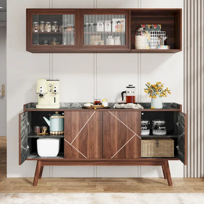 Meuble de rangement buffet de cuisine de 55 pouces avec portes pour bar à café